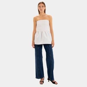 LAAGAM Cecile White Strapless Top
